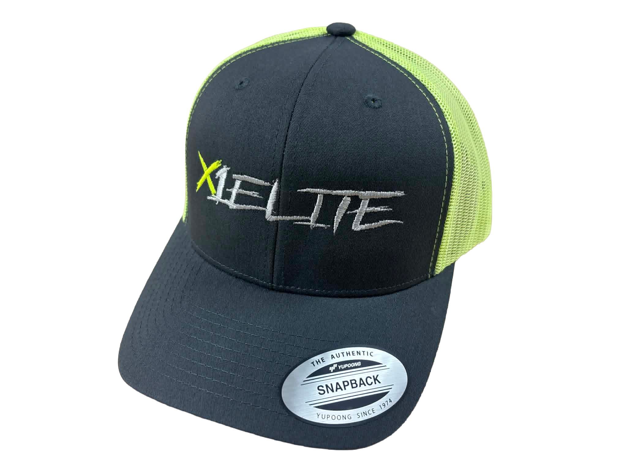 YP Classics 6606 Retro Trucker Hat- CHARCOAL/NEON GREEN