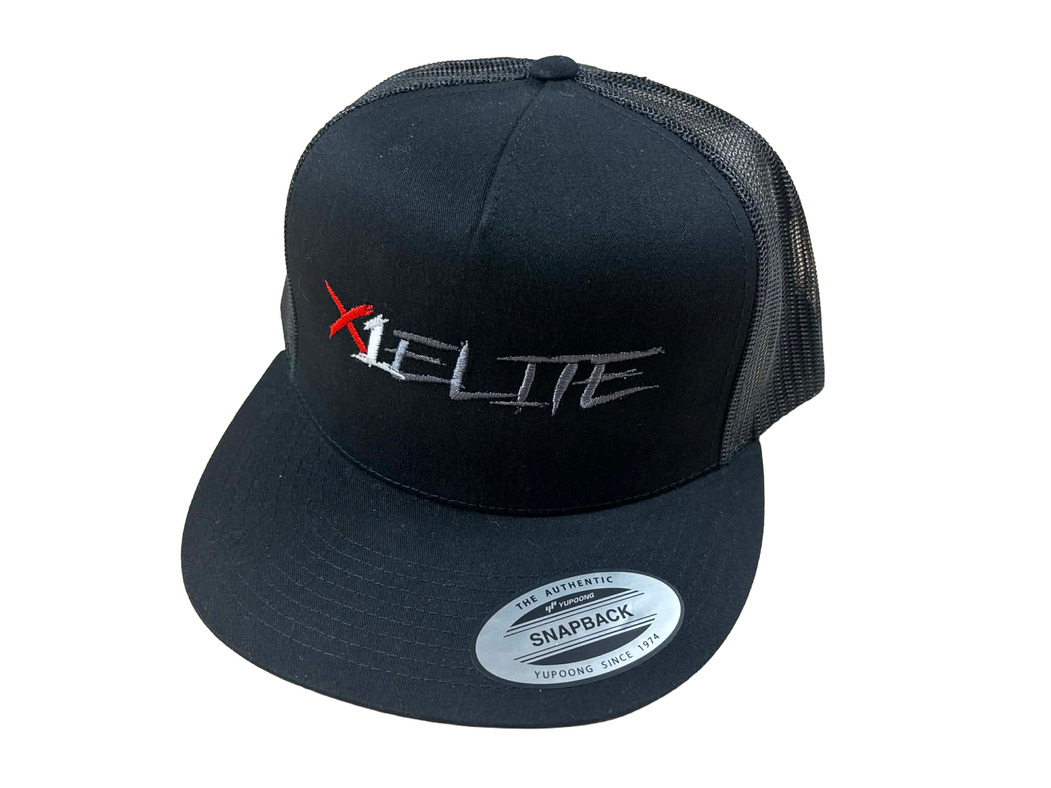 YP Classics 5-Panel Flat-Bill Trucker Hat-BLACK