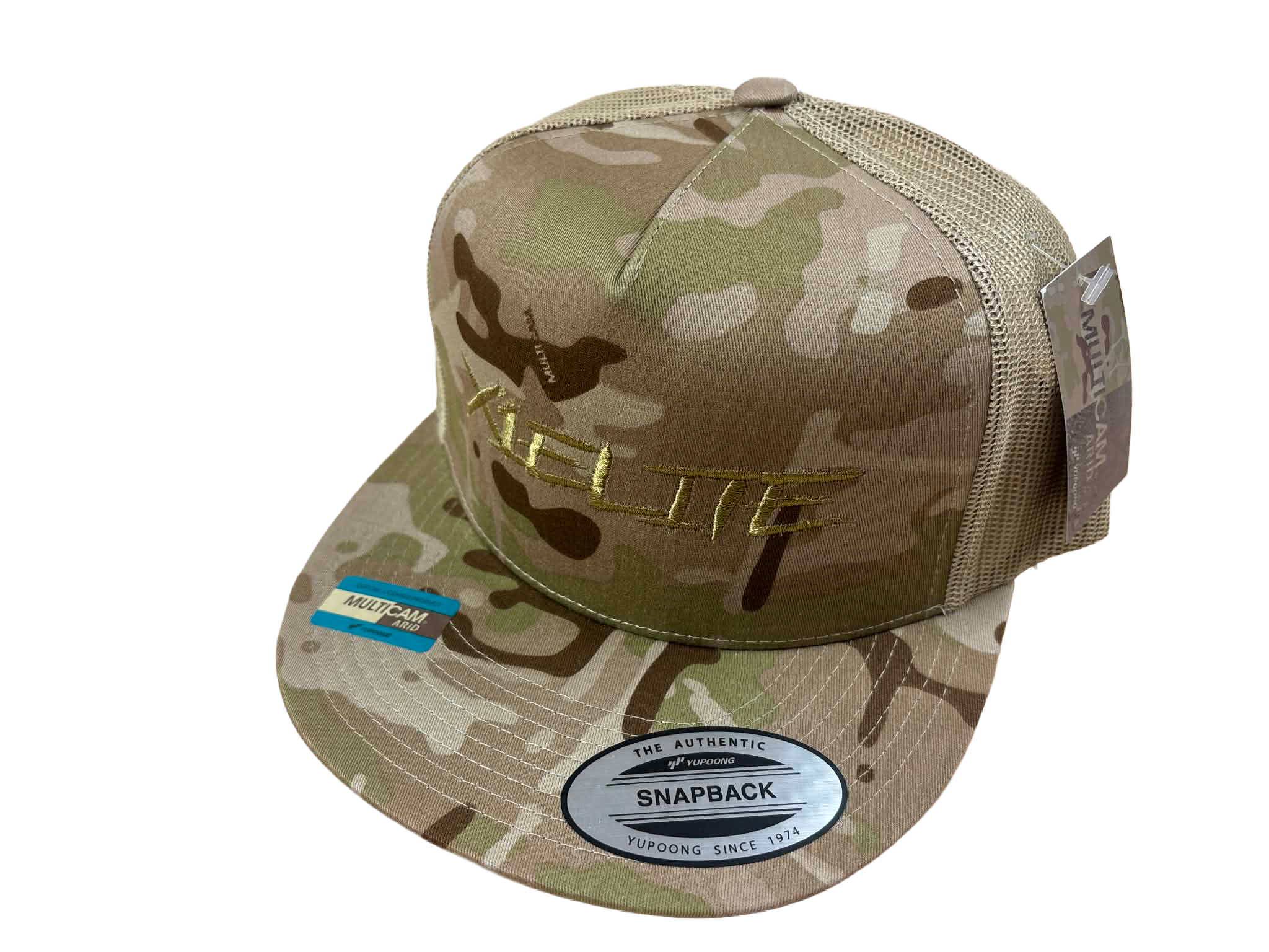 YP Classics 5-Panel Flat-Bill Trucker Hat-ARID/TAN