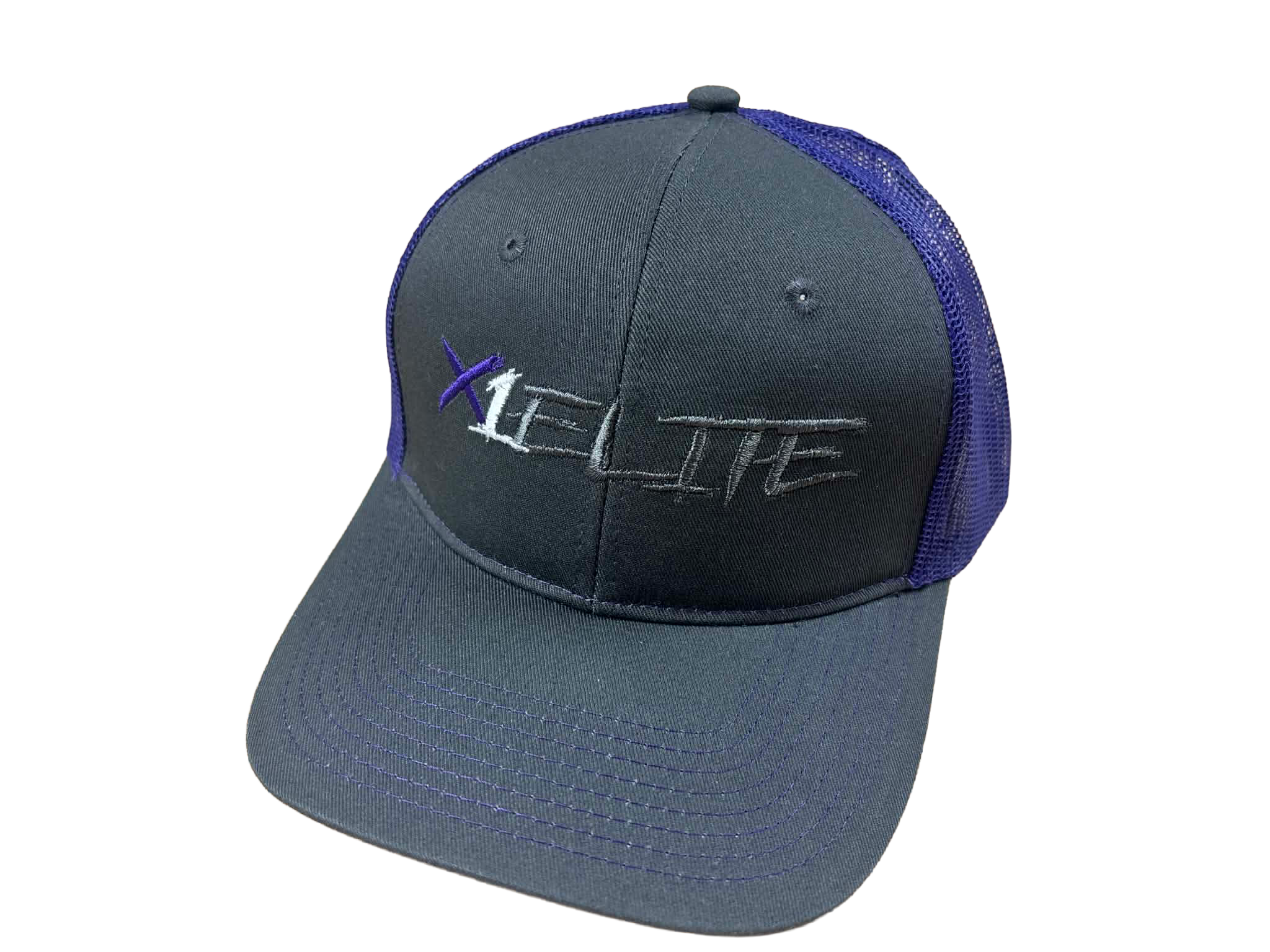 Port Authority C112 Snapback Trucker Hat-GRAY/PURPLE