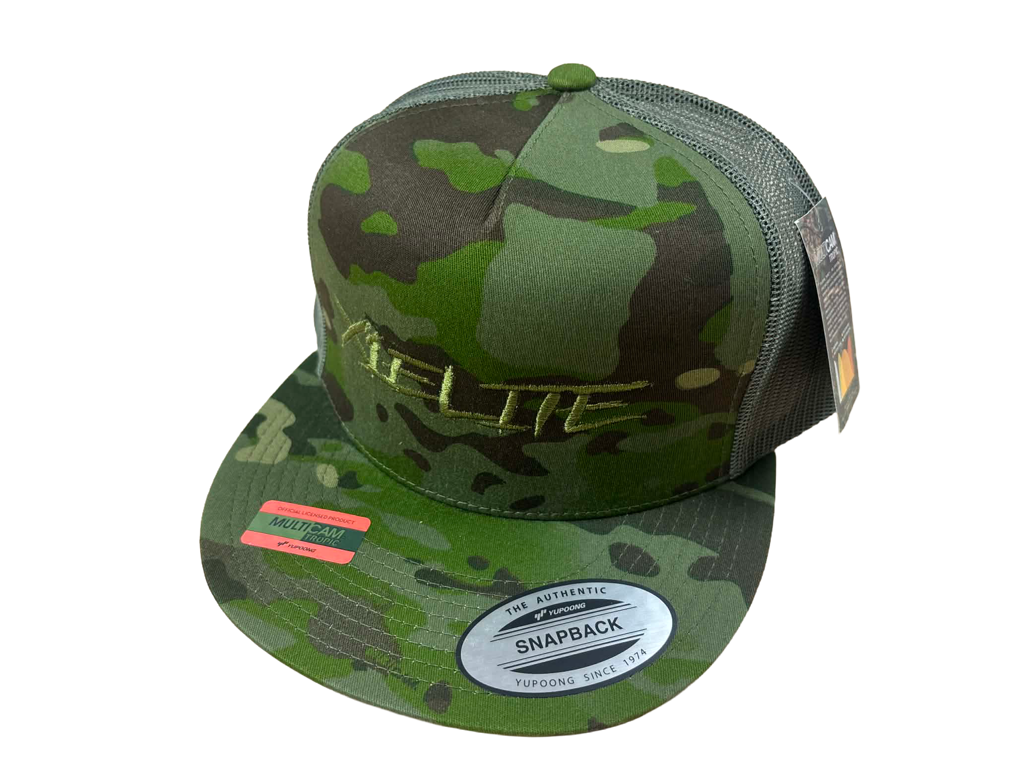 YP Classics 5-Panel Flat-Bill Trucker Hat-TROPIC/GREEN