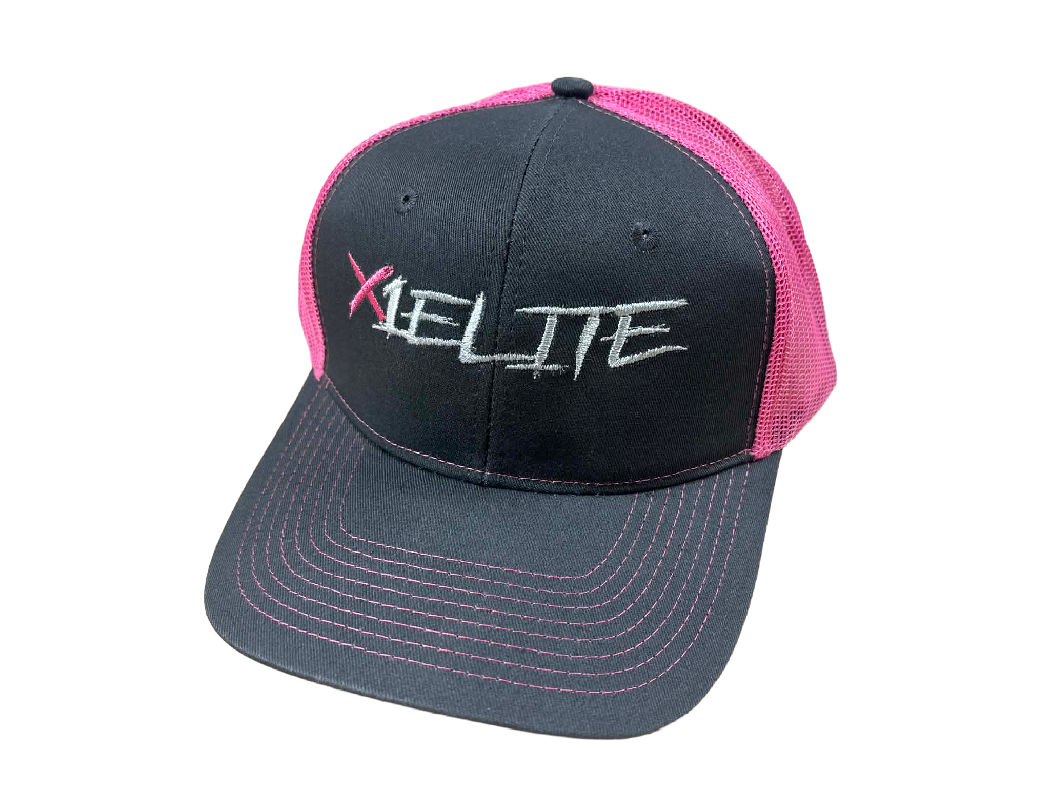 Port Authority C112 Snapback Trucker Hat-GRAY/PINK