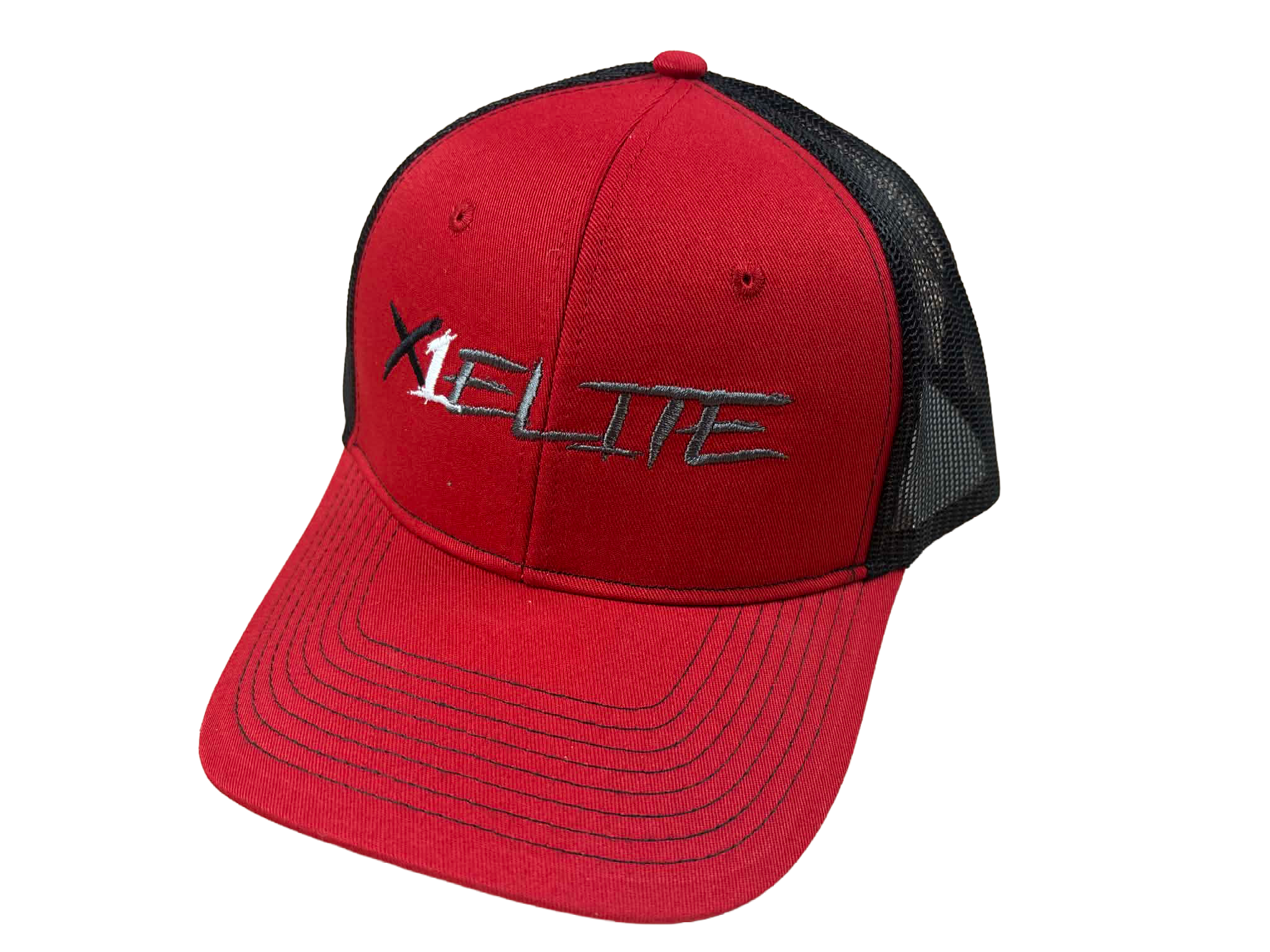 Port Authority C112 Snapback Trucker Hat-RED/BLACK