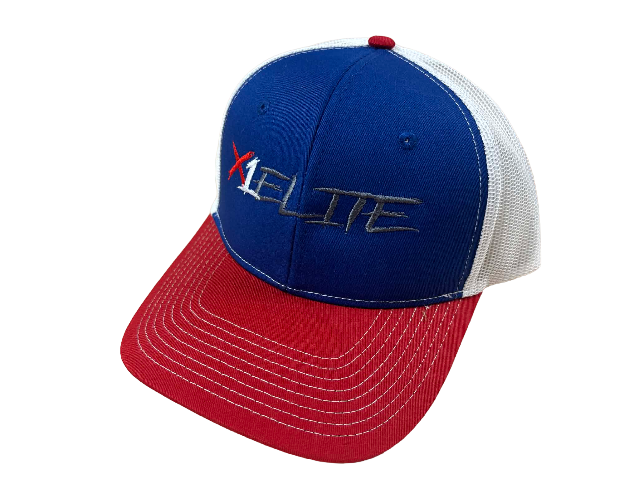 Port Authority C112 Snapback Trucker Hat-RED/WHITE/BLUE